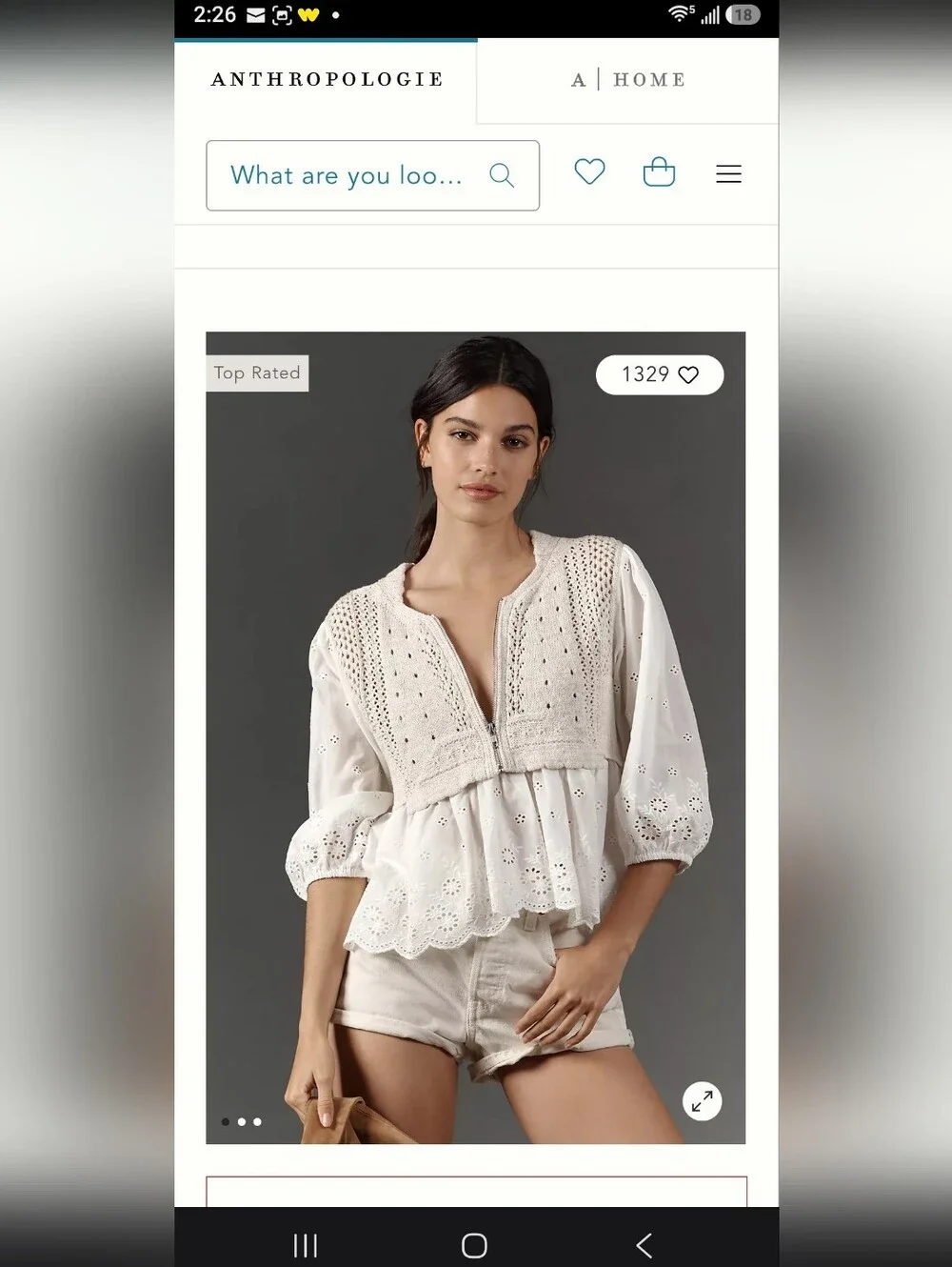 Anthropologie Half-Zip Sweater Vest Eyelet Knit  Blouse Cream Sz XLarge NWT$148